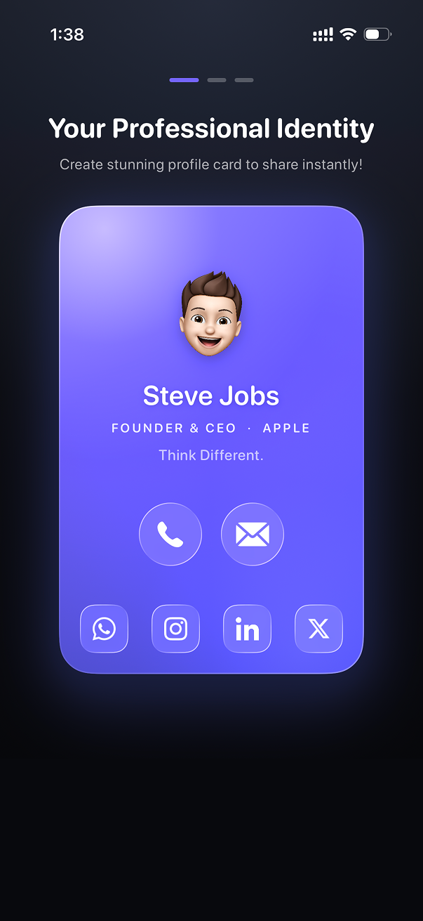 SuperDex — Your Professional Identity screen